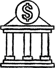 Poster - Bank, dollar, money vector icon in grunge style