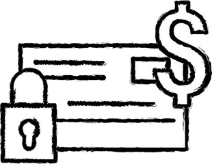 Poster - Check, lock, dollar vector icon in grunge style