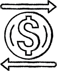 Poster - Dollar, arrows, transfer vector icon in grunge style