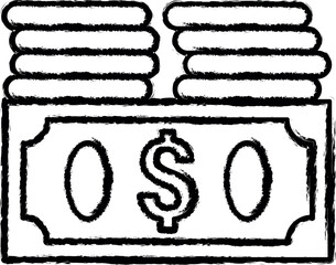 Poster - Dollar, coins, cash vector icon in grunge style