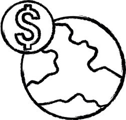 Poster - World, dollar, money vector icon in grunge style