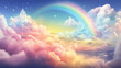 Magical cloud fairytale colorful rainbow in the sky