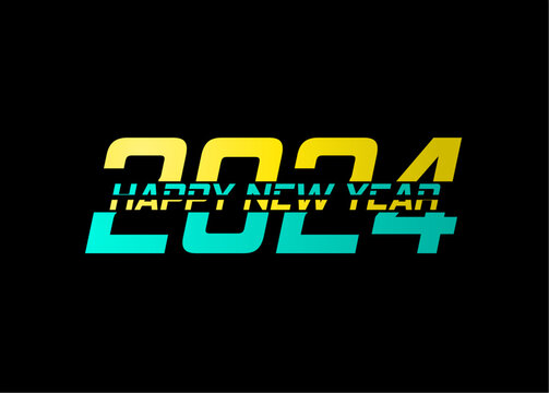 Happy new year 2024 design. With colorful numbers illustration. Premium vector design for 2024 new year celebration