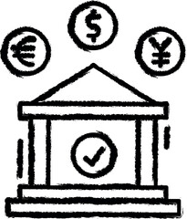 Aufkleber - Banking, euro, dollar, yen yuan vector icon in grunge style