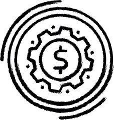 Aufkleber - Dollar, gear, finance, settings vector icon in grunge style