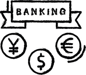Aufkleber - Banking, dollar, finance, euro vector icon in grunge style