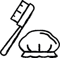 Aufkleber - Shower cap, washcloth, brush vector icon in grunge style