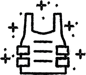 Aufkleber - Bulletproof vest protection vector icon in grunge style