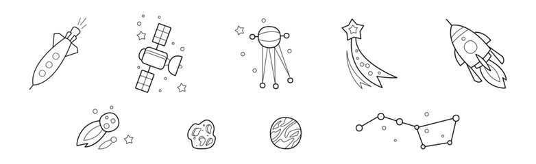 Poster - Outer Space and Universe Icon in Outline Style Vector Set