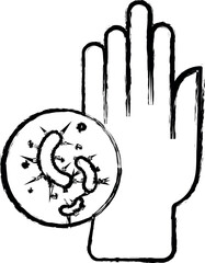 Aufkleber - hand, bacteria vector icon in grunge style