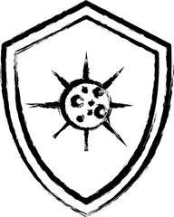 Aufkleber - Bacteria, virus, shield vector icon in grunge style