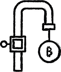 Aufkleber - bitcoin, block chain vector icon in grunge style