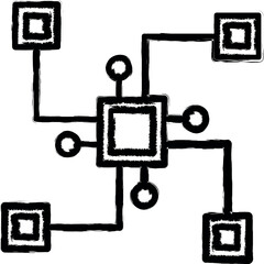 Aufkleber - distributed, block chain vector icon in grunge style