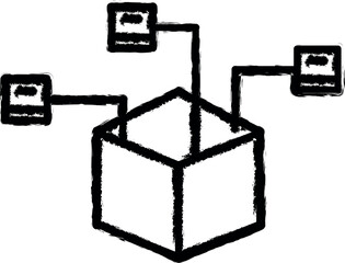 Aufkleber - distributed, block chain vector icon in grunge style