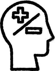 Aufkleber - head plus minus vector icon in grunge style