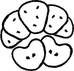Aufkleber - Croissant, apple, heart vector icon in grunge style