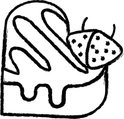 Aufkleber - Dessert, strawberries, heart, romance vector icon in grunge style