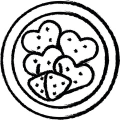 Aufkleber - Pancakes, heart, strawberries, breakfast vector icon in grunge style