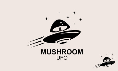 mushroom ufo alien ship logo design template.