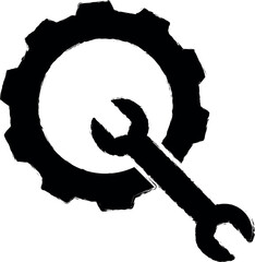 Aufkleber - setting, gear, adjustable wrench, business vector icon in grunge style