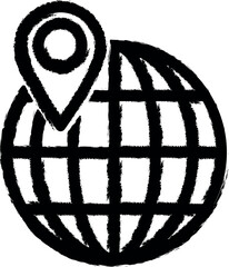 Aufkleber - world, pin, geolocation vector icon in grunge style