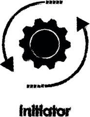 Aufkleber - gear, arrow, circle vector icon in grunge style