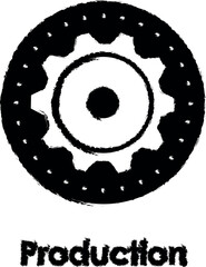 Aufkleber - gear, settings, production vector icon in grunge style