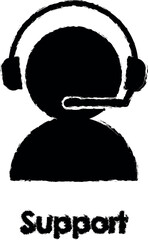 Aufkleber - user, headphones, support vector icon in grunge style