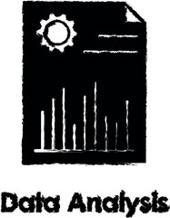 Aufkleber - paper, gear, chart vector icon in grunge style