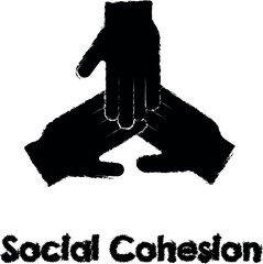 Poster - hands, friendship, social cohesion vector icon in grunge style