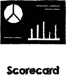 Poster - scoreboard, chart, pie, scorecard vector icon in grunge style