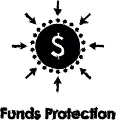 Poster - dollar, arrow, funds protection vector icon in grunge style