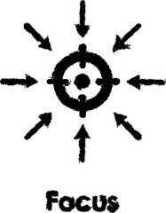 Aufkleber - target, arrow, focus vector icon in grunge style