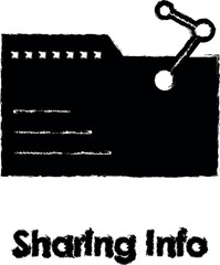 Poster - folder, share, sharing info vector icon in grunge style