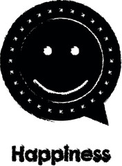 Aufkleber - smile, happy, bubble, happiness vector icon in grunge style