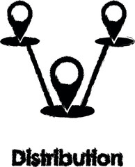 Aufkleber - pins, connection, distribution vector icon in grunge style