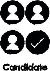 Aufkleber - worker, check mark, candidate vector icon in grunge style