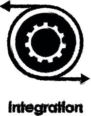 Aufkleber - circle, gear, arrow, integration vector icon in grunge style