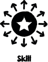 Aufkleber - circle, star, arrow, skill vector icon in grunge style