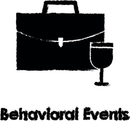 Aufkleber - office bag, glass, behavioral events vector icon in grunge style