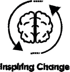 Aufkleber - brain, arrow, inspiring change vector icon in grunge style