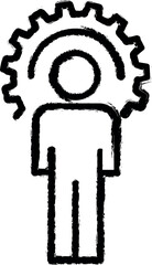 Poster - Development, Gear, person vector icon in grunge style