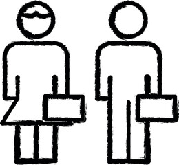 Poster - Businessman, businesswoman vector icon in grunge style