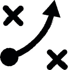 Poster - cross, arrow, plan vector icon in grunge style