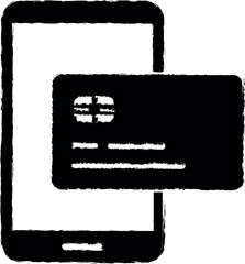 Aufkleber - smartphone, bank card vector icon in grunge style
