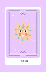 Wall Mural - tarot card major the sun. hand drawn vector illustration.