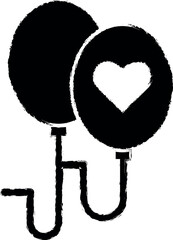 Poster - Charity, balloons vector icon in grunge style