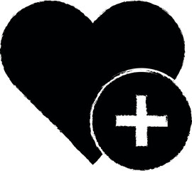 Aufkleber - Charity, cardiogram vector icon in grunge style