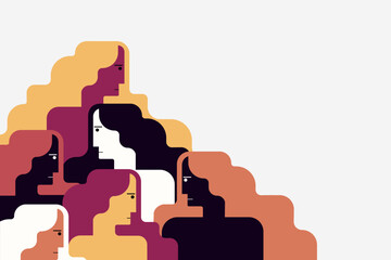 Wall Mural - Illustration of a group of multi ethnic women. Concept for women power