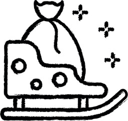 Fototapete - Sleigh, bag, present vector icon in grunge style